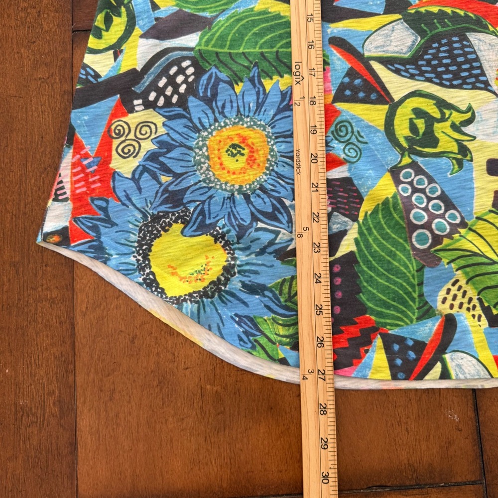 Jess & Jane Womens XL Abstract Floral Sunflower Slub Knit V-Neck Top Made in USA - Picture 7 of 7
